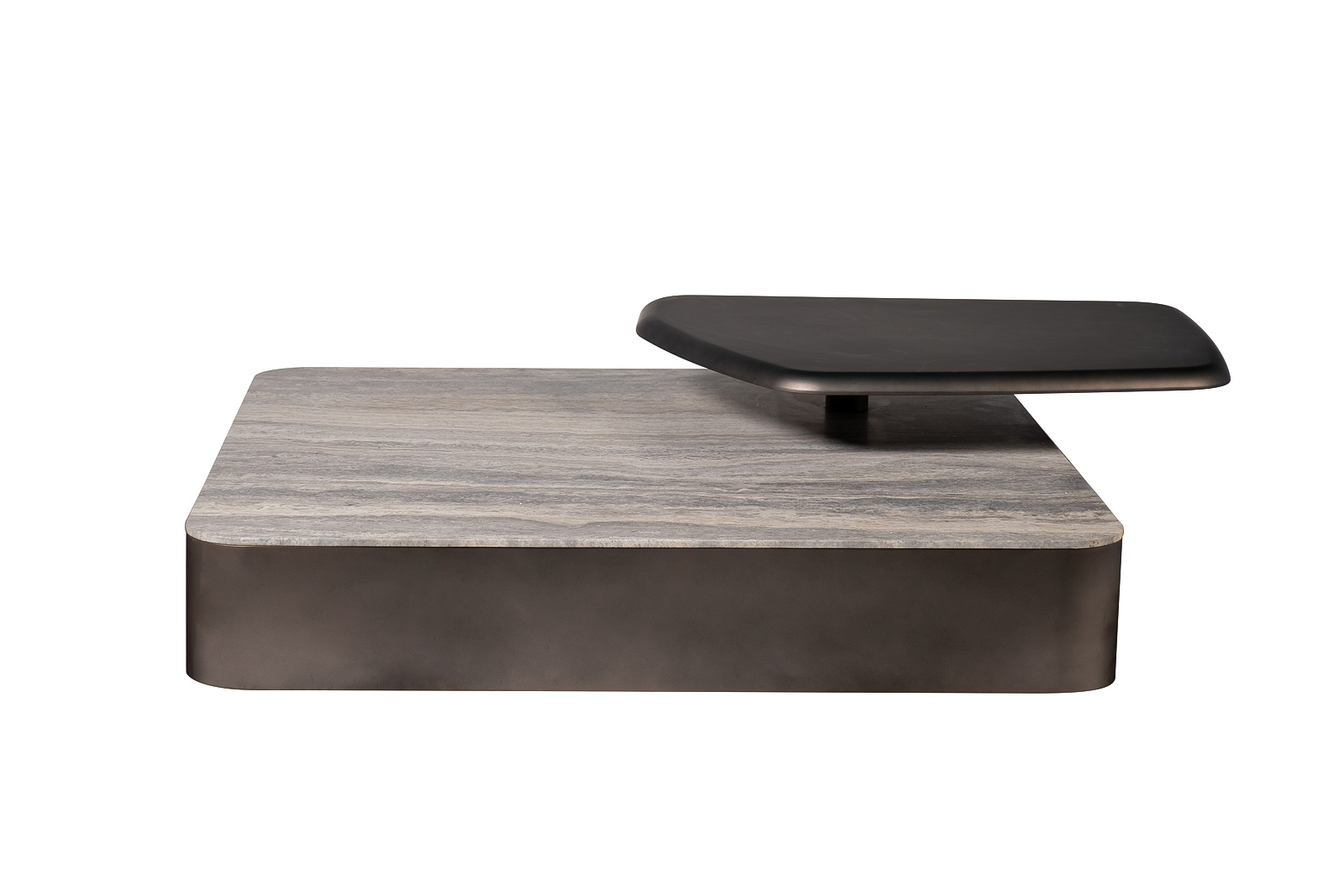 Стол журнальный квадратный мраморный с полкой 3