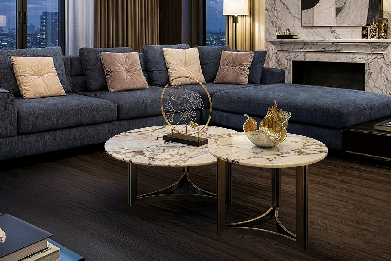 Столик журнальный круглый мраморный 9