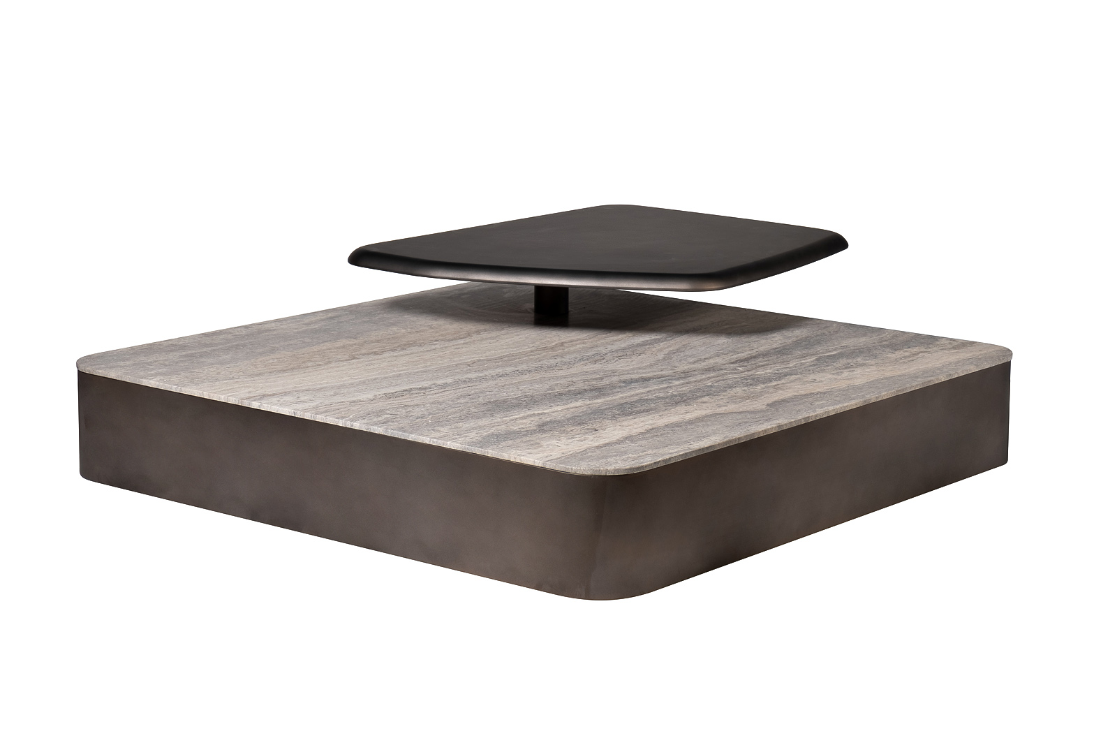 Стол журнальный квадратный мраморный с полкой 2