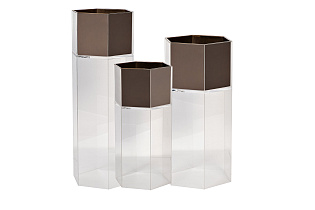 Кашпо высокое напольное акрил/бронза