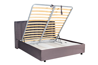 Кровать Одри(Odry) с подъемным механизмом и бельевым ящиком лилово-серая
