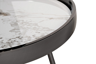 Столик журнальный белый керамогранит/черный хром