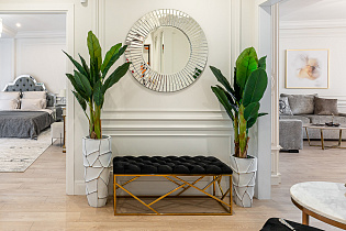 Банкетка велюровая черная/золото